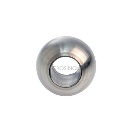 SPHERE PLEINE D25MM, AVEC TROU D10,2MM,DEBOUCHANT , AISI304 BROSSE