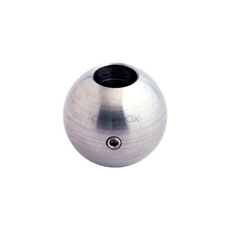 SPHERE PLEINE D30MM,VIS REGLAGE M6,TROU,DEBOUCHANT D12,2MM, AISI304 BRUT